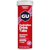 GU Energy Hydration Drink Tabs, Electrolyte Drink Tablets with Potassium, Strawberry Hibiscus - 96 Servings