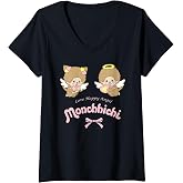 Women's Monchhichi Love Happy Angel Monchhichi Cherubim Kawaii V-Neck T-Shirt