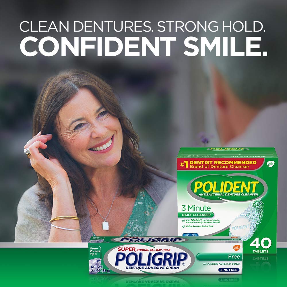 Polident Overnight Whitening Denture Cleanser Tablets, 84 Count : Denture Baths : Beauty