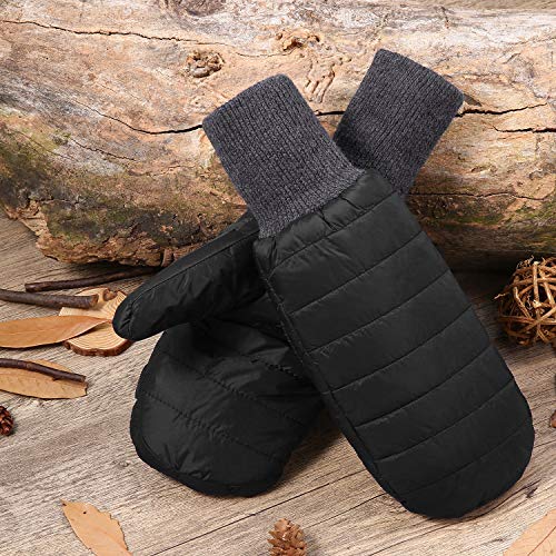 Andake Down Mittens Gloves for Men Water-resistance Warm Winter Snow Gloves for Walking Jogging Work Outdoor Activities (L/XL, BLACK)