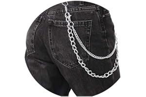 Tgirls Punk Goth Pant Chains Hip Hop Pocket Jean Chain Acrylic Wallet Chains Layered Keychains Belt Trouser Chain for Women and Men (2 layer)
