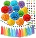 Rainbow Birthday Decorations Rainbow Party Supplies Tissue Paper Pom Pom Paper Garland for Baby Shower Decorations/Birthday Party Decorations/Back to School Party Decorations