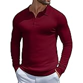 MioRoim Men's Knit Polo Shirts Casual Long Sleeve Polo Sweater Lightweight Button Down Golf Pullover Sweaters