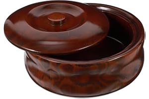 SEWACC Wooden Snack Box with Lid 8.25X8.25X2.85 Inch Rustic Fruit Bowl for Kitchen Counter Use
