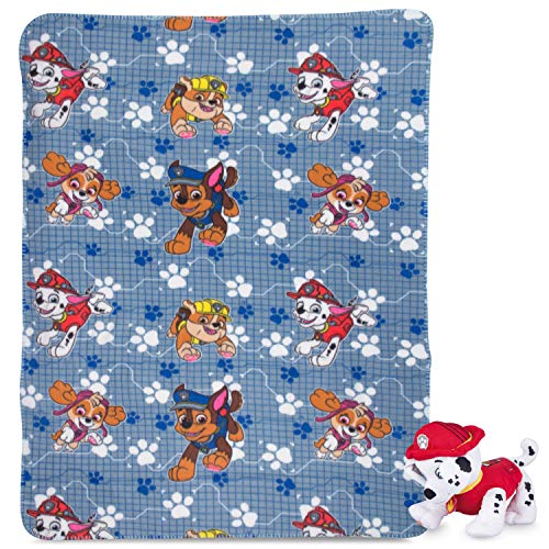 Paw Patrol Fleece Throw Blanket & Marshall Cuddle Plush Toy Kids