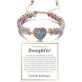 DivaGlamz To My Daughter-Infinity Forever Love Heart Bracelet, Natural Emperor Stone Double Layer Purple Beaded Woven Wrap Bracelets Adjustable Mind Peace Gift Jewelry