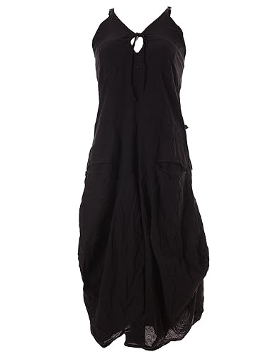 Vishes - Alternative Bekleidung - Lagenlook Ballonkleid mit verstellbaren Trägern schwarz 50/X XXL