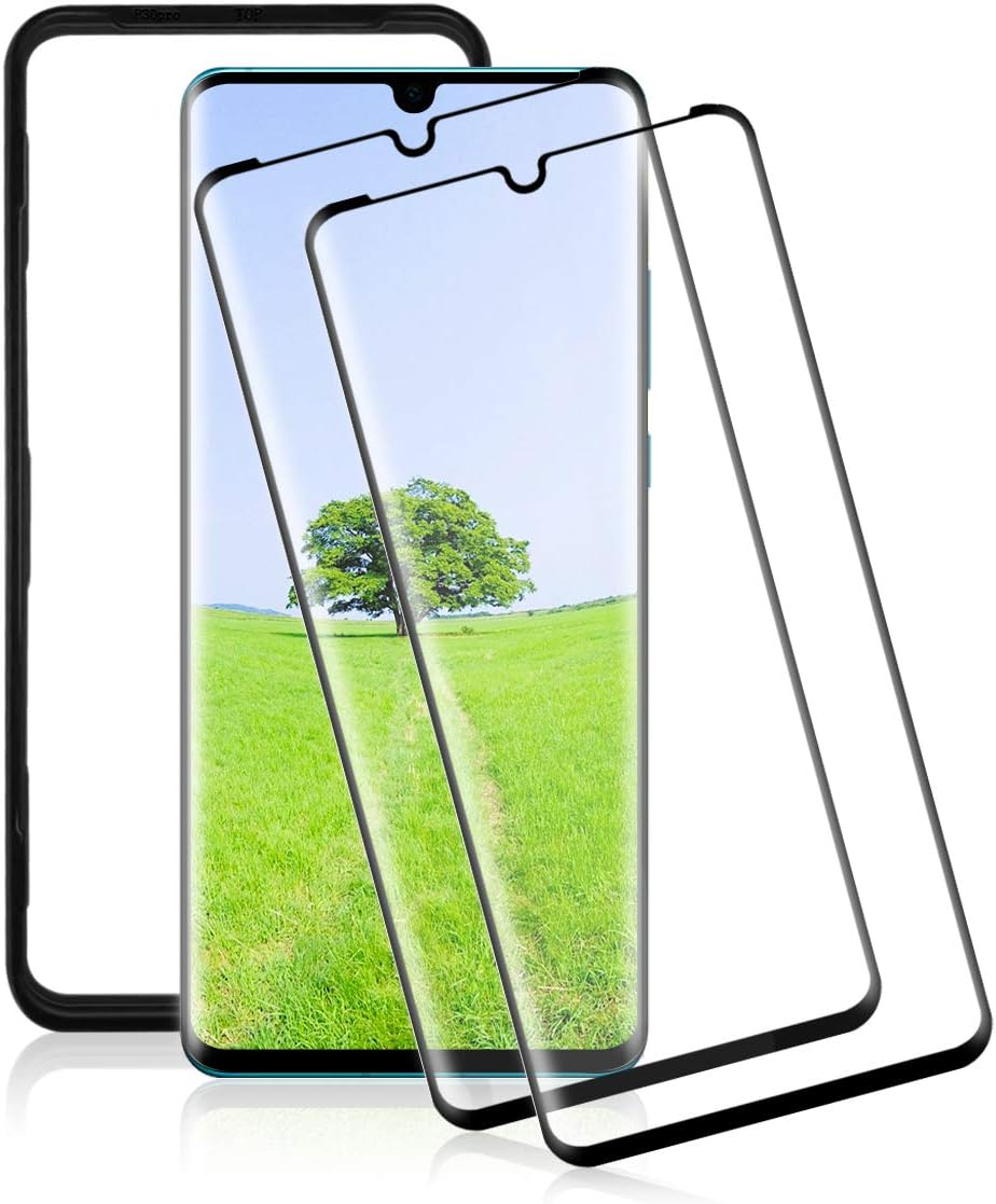 HUTOMO P30 Pro Screen Protector, [3D Curved] [HD Full Coverage] Tempered Glass with Alignment Frame, [9H Hardness] [Anti-Scratch] [HD Clear] [Bubble Free] Glass Film for HUAWEI P30 Pro (2 Pack)