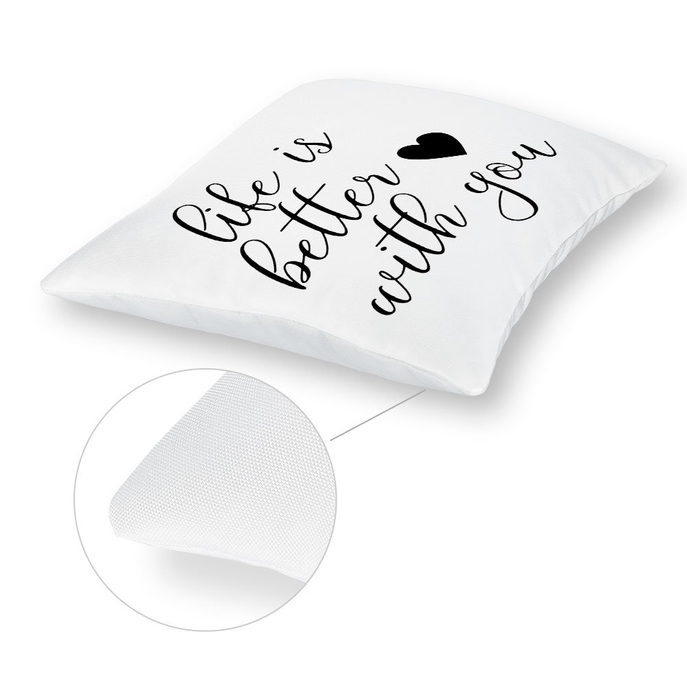 FabricMCC Throw Pillow Cover 18 Inch Quote Words Square Decorative Linen Cushion Cover Throw Pillowcase for Couch (life is better)