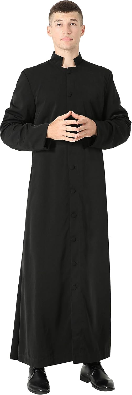 FIESTAS GUIRCA Priester-Kostüm – Schwarze Soutane Für Erwachsene, Inkl. Kleinem Stoffkreuz