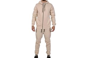Riflessi Men's Athletic Sports Casual 2 Piece Solid Color Tracksuit Hoodie Jogger Pants Sweatsuit Set