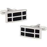 Cuff-Daddy Rectangular Black Enamel Cufflinks with Presentation Box