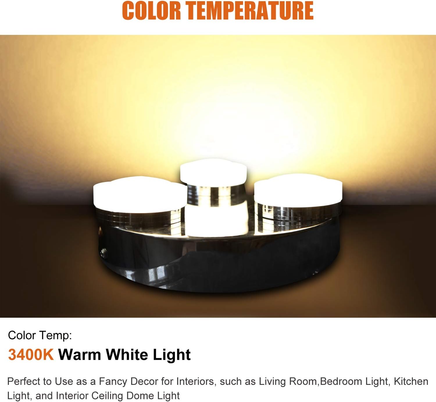 Facon 12V 4.5'' RV LED Interior Ceiling Dome Light with Lens Push