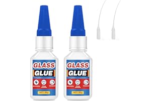 HALLDELI Super Glue, Fast-Drying Clear Repair Glue with Anti-Clog Cap, Heavy Duty Waterproof Adhesive for Glasses, Rear View Mirror, Jewelry, Mirror, Ceramic (2 PCS)