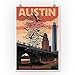 Austin, Texas - Bats and Congress Avenue Bridge (9x12 Art Print, Wall Decor Travel Poster)