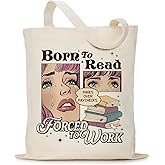 Puuonnnnno Canvas Tote Bag for Women Book Lover, Reading Accessories, Librarian, Bookish, Readers, Library Present, Book Accessories Gifts for Christmas Thanksgiving Birthday Book Club