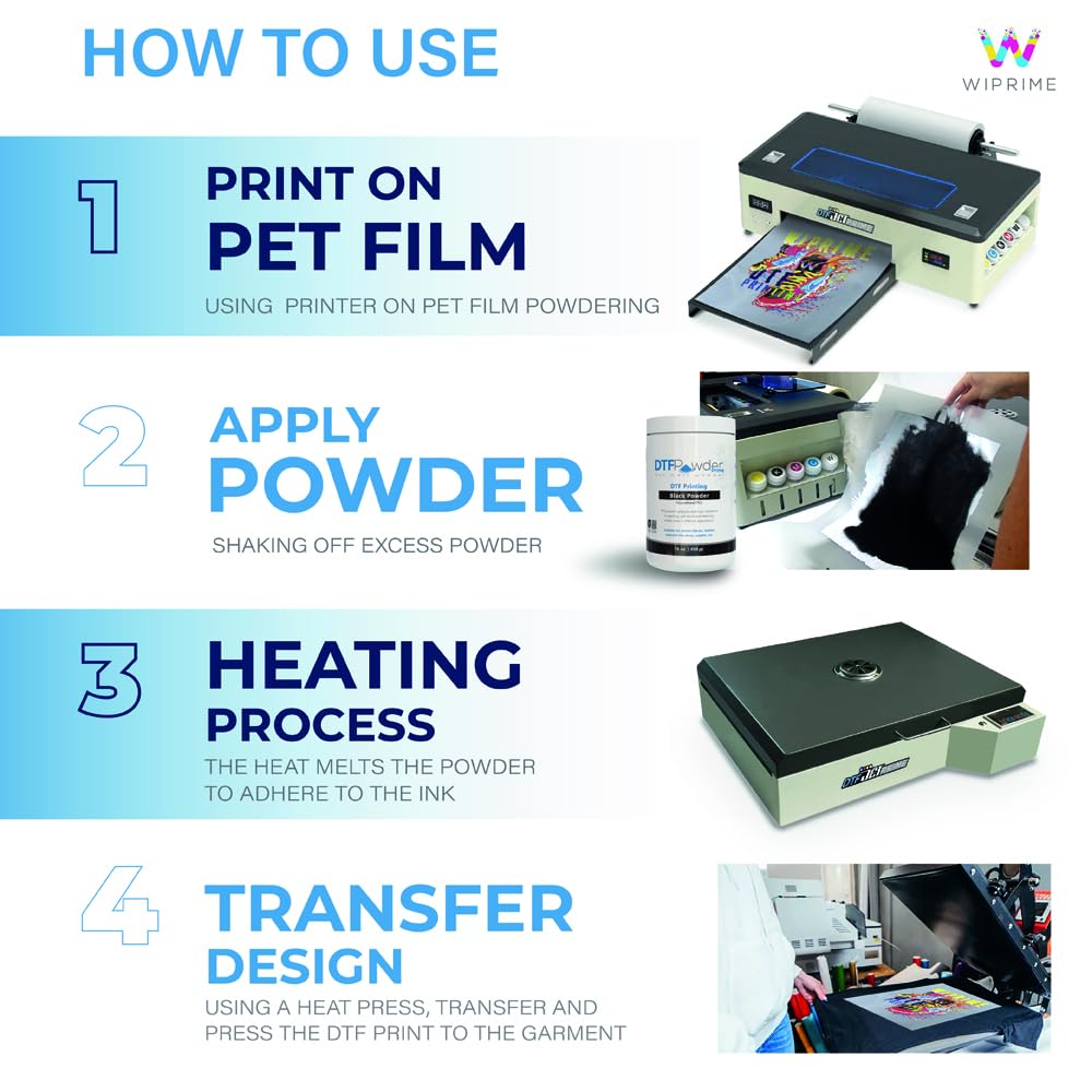DTF Powder Black Digital Transfer Hot Melt Adhesive-Transfer Powder for Black or Dark Colored Garments - DTF Hot Melt Adhesive Powder for All DTF and DTG Printers, 450g - 16oz