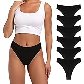 MINFOYUN Cotton Thongs for Women High Waisted Women Panties No Show Comfortable Underwear Sexy Tangas Black Pack 6
