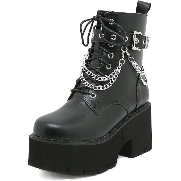 Amazon.com | TNXZ Platform Boots for Women Fashion Block Heel