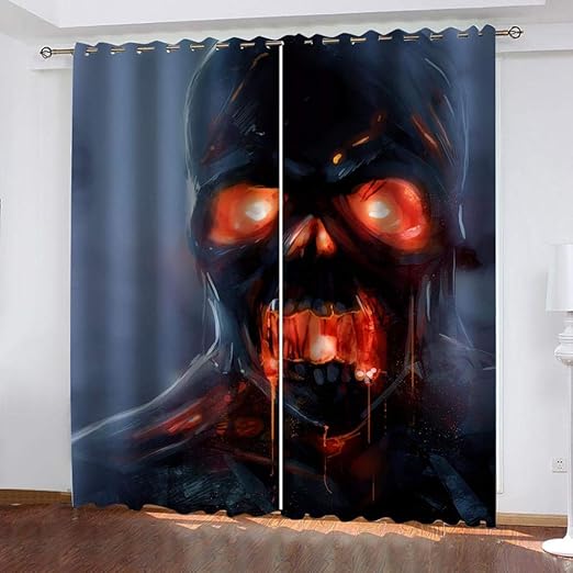 Agvvseso® Cortina apagón Calavera de Halloween Impresión 3D 100% Fibra