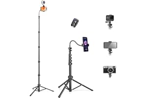 Nineigh Phone Tripod, 81" Tripod for Cell Phone, Phone Stand for Recording Video, Travel Phone Tripod with Gooseneck Remote Phone Holder, Aluminum Tripod for iPhone 15 14 13 12 11 Android