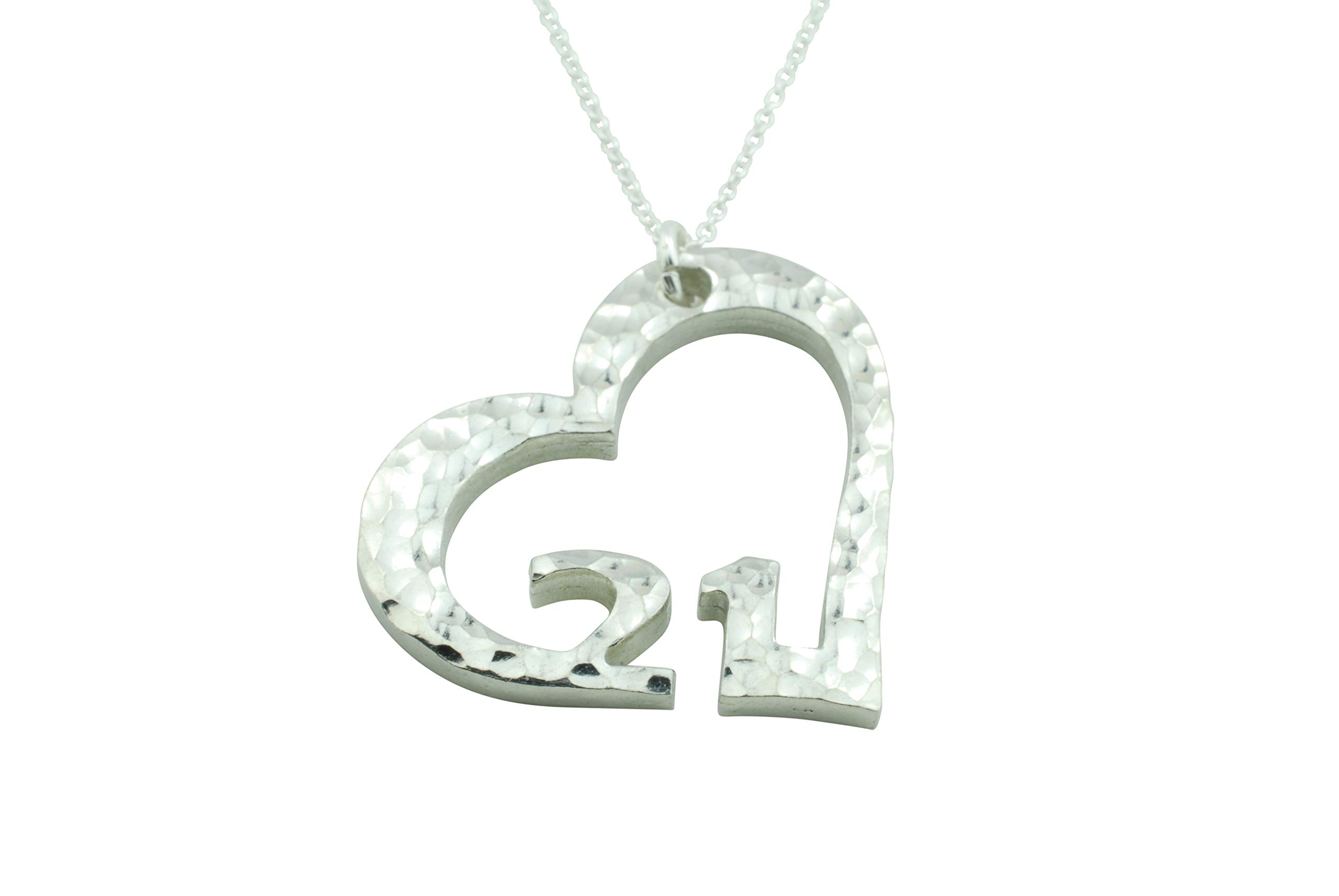 21st Anniversary Beaten Heart Pendant – 21 Year
