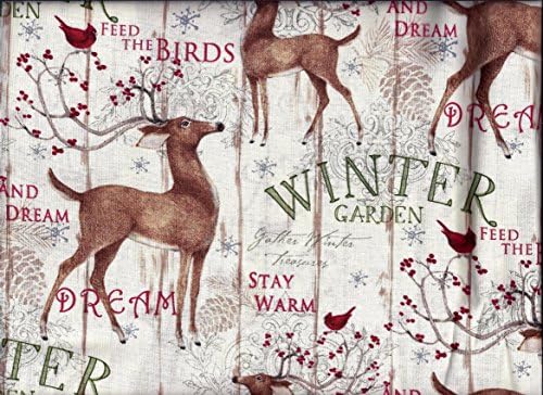 Christmas Valance Curtain Winter Garden Deer Birds