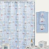Eforgift Nautical Waterproof/ Mildew Repellent Bath Curtain Polyester Shower Curtain Fabric for Bathroom 72 Inch By 72 Inch, Blue
