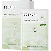 COSNORI AVOCADO PURE SHEET MASK (10pc) - Clean, Hydrating and Soothing for Dry skin, Korean Face Mask- Avocado Extract, 0.81oz x 10pc