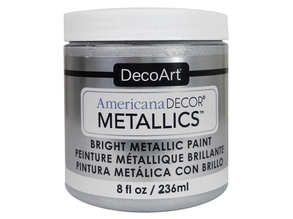 DecoArt Americana Décor Metallic Jar Of Paint, Acrylic, Sterling Silver, 7 x 7 x 8 cm