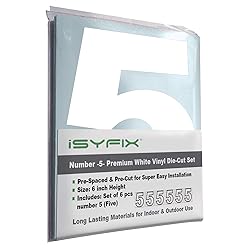 iSYFIX White Vinyl Number 5 (Five) Stickers - 6