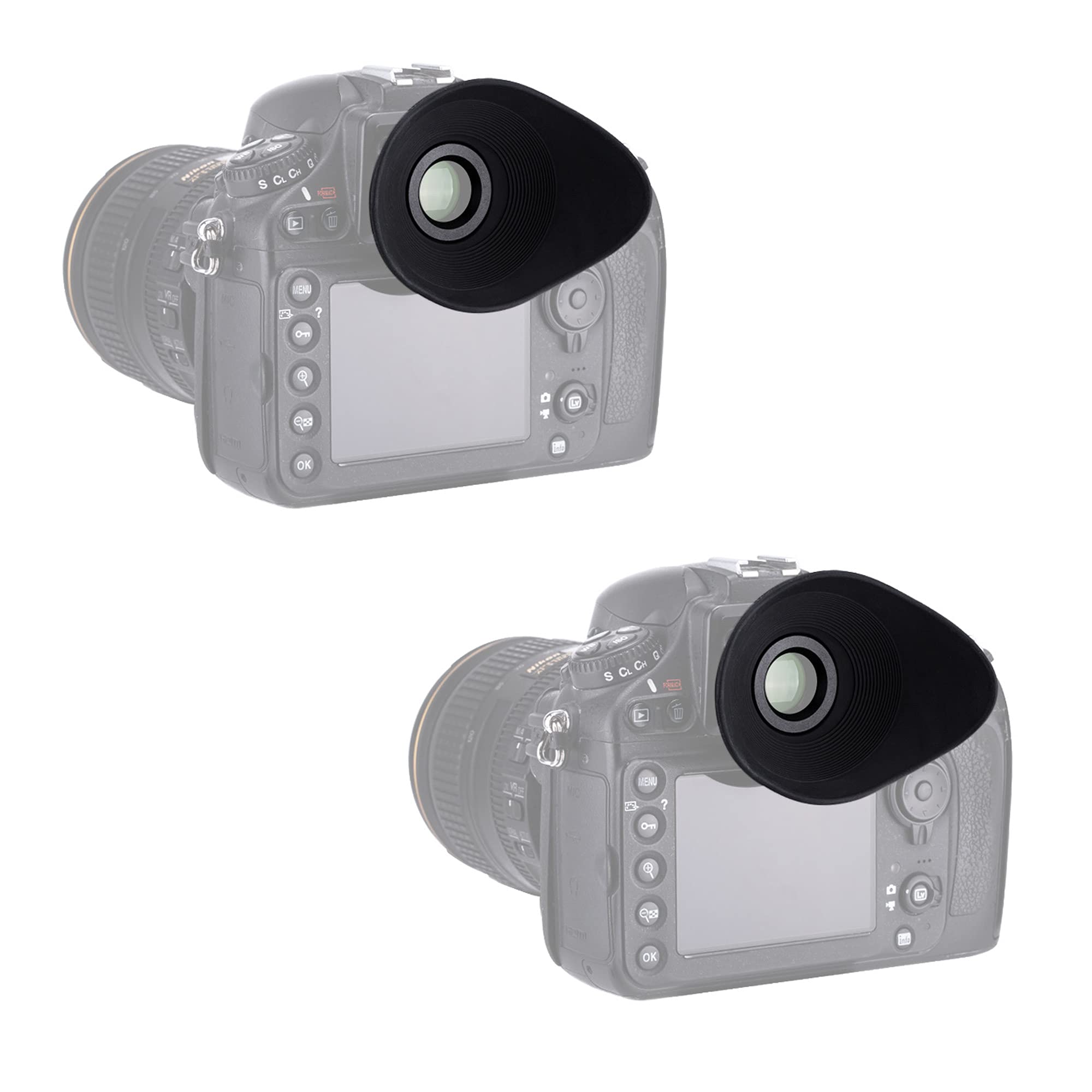 (Twin Pack) PROfezzion Soft Large Eyecup Viewfinder with Optical Glass for Nikon D850 D810A D810 D800E D800 D500 Df D5 D4S D4 D3X D3S D3 Replaces Nikon DK-19 Round Eyepiece