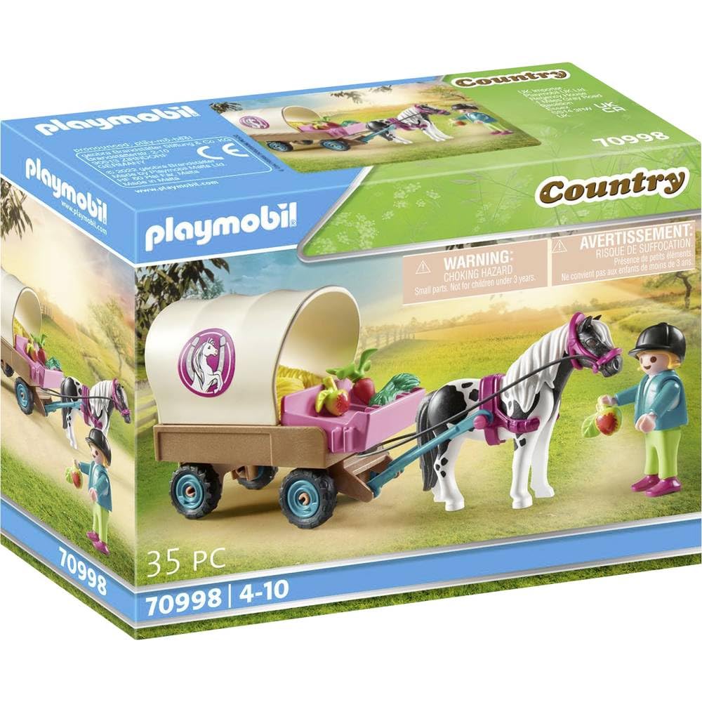 Playmobil 70998 Country Pony Farm Pony Wagon, Horse Toys, Fun Imaginative Role-Play, PlaySets Suitable for Children Ages 4+