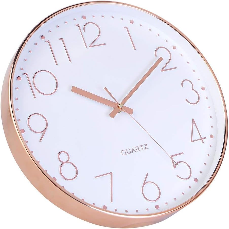 jomparis 12 Inch Battery Operated Silent Non-ticking Wall Clock, Quality Quartz Sweep Rose Gold Wall Clock for Home Bedroom School - Image 3
