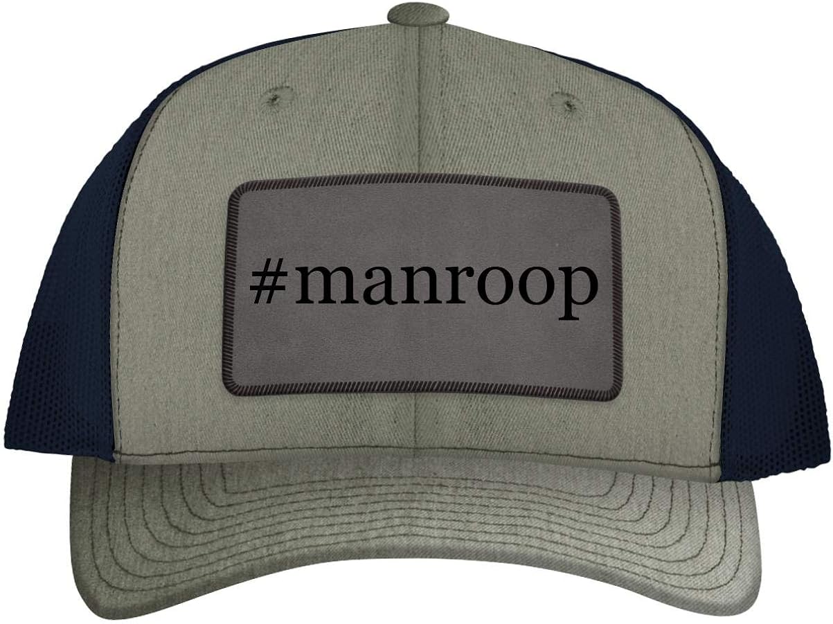 manroop Leather Hashtag Grey Patch Engraved Trucker Hat, Heather