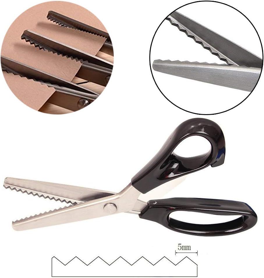 Serrated Scalloped Edge Pinking Shears - Professional Zig-Zag Cut Stainless Steel Scissors With Comfort Grip Handle for Dressmaking, Fabric and Craft - 9 inch (Serrated 5mm)