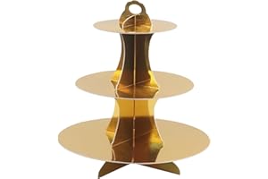YESTBUY Cardboard Cupcake Stand for 24 Pcs Cupcakes, Round Gold Cupcake Tower，3 Tier Cup Cake Holder, Tiered Dessert Tabel Display Set for Birthday, Wedding, Parties Events Décor