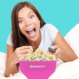 BRENSTEN Collapsible Silicone Microwave Popcorn Popper Bowl Pink with Lid view 3