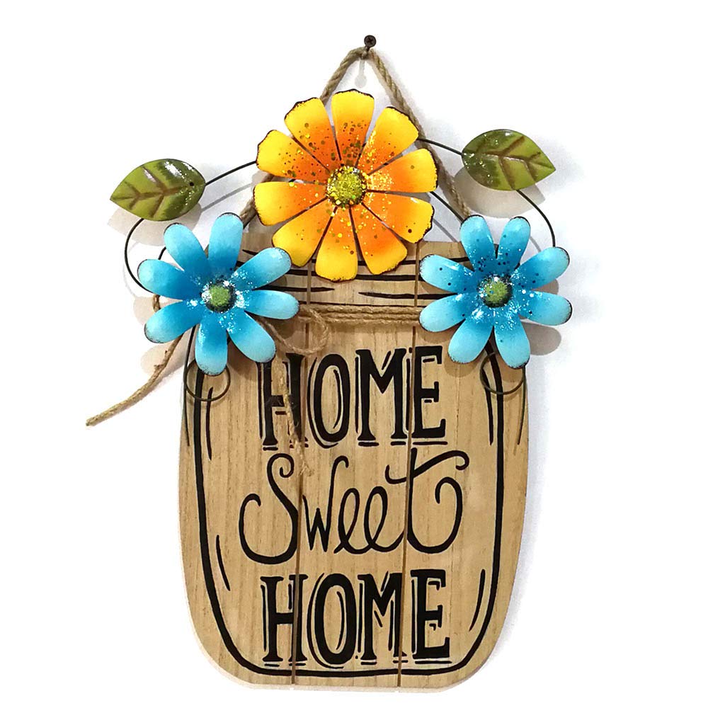 LIDEBLUE Sweet Home Welcome Sign Handmade Flower with Bright powder Fashion Unique Family Welcome Plaque for Window Door Garden Christmas Tree Fence