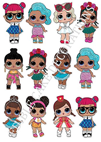 12 x LOL Dolls Characters Large Party STAND UP Edible Paper Cupcake