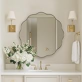 ANDY STAR Brushed Gold Round Wall Mirror 30 Inch, Brass Round Bathroom Mirrors for Over Sink, Anti-Rust Brass Circle Mirror f