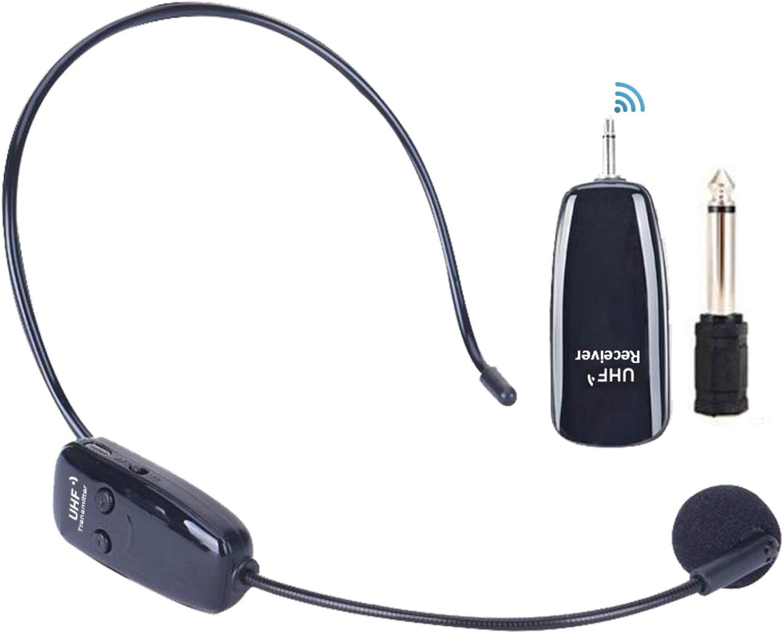 Wireless Microphone Headset, Premium UHF Wireless Mic System, 160ft Range, Headset Mic and Handheld Mic 2 in 1, Rechargeable for Voice Amplifier, Stage Speakers, PA System, Suitable for Teacher, Guide