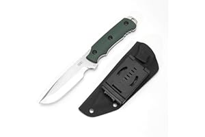KHU Fixed Blade Knife Tactical, Hunting Knife Survival Knife D2 Steel G10 Handle, Outdoor Hunting Camping Accessories Camping Gear With Kydex Sheath (Green-16A)