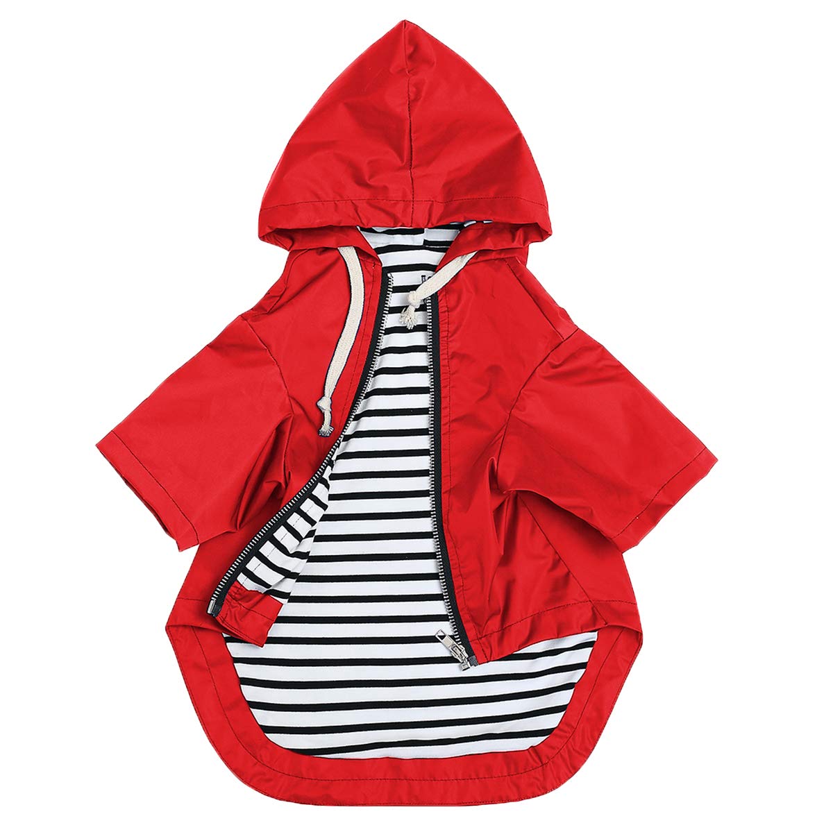 Stylish Premium Raincoat for Dogs - Yellow Zip Up With Reflective Buttons, Pockets, Rain/Water Resistant, Adjustable Drawstring - Red - XS — image 1