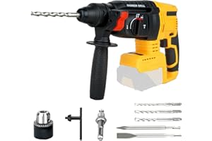 Noliven Rotary Hammer Drill Compatible with Dewalt 20V MAX Battery, Cordless Hammer Drill for Concrete, 2.5 Joules, 4 Applica