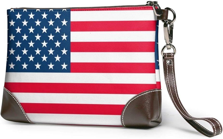 Hdadwy Cartera de mano de cuero para mujer con bandera americana