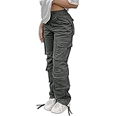 SDNGED Cargo Pants for Women High Waisted Baggy Wide Leg Stretchy Y2K Streetwear Black Cargo Pants Women with Pockets