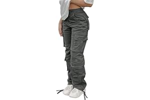 SDNGED Cargo Pants for Women High Waisted Casual Pants Work Pants Baggy Stretchy Wide Leg Y2K Streetwear with Pockets