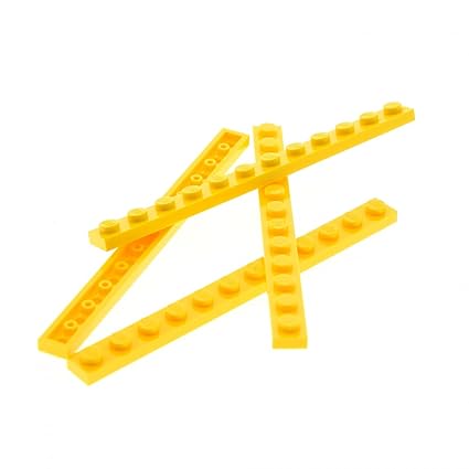 Bausteine gebraucht 4 x Lego System Leiste Basic Bau Platte Stein 1x12 gelb für Set 7669 4207 70803 5887 8058 5885 60123 4103