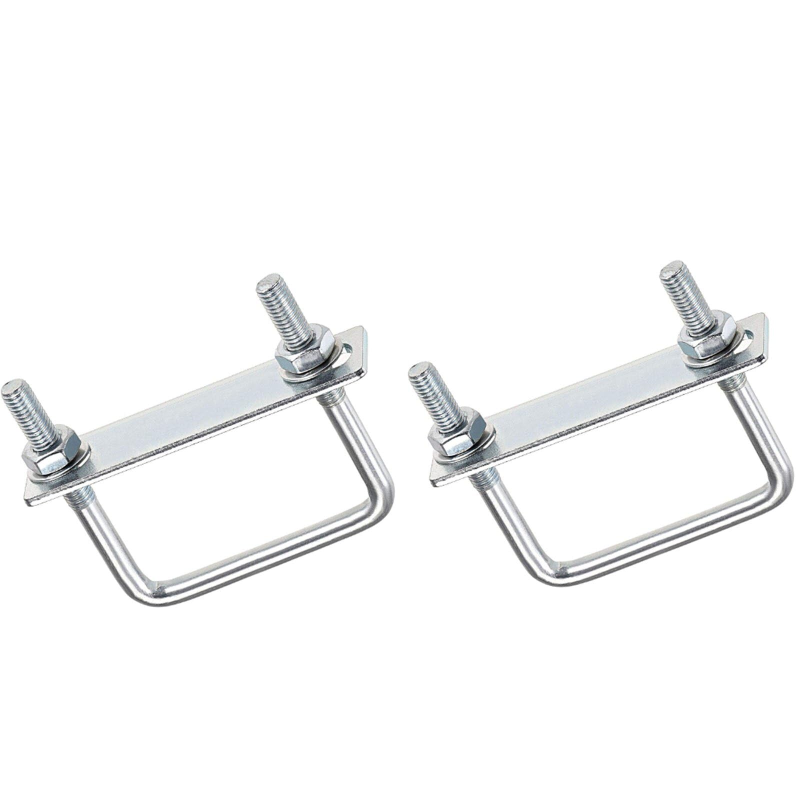 TOP-VIGOR 2 sets M8 Square U-Bolts, 82mm Inner Width 75mm Length Steel U-Bolts with Nut, Plate, Washer for Building Installations Mechanical Parts Connection Cehicles Ships